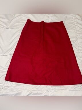 J. Crew Virgin Wool Cashmere Holiday Red Skirt Size 12 Midi Pencil